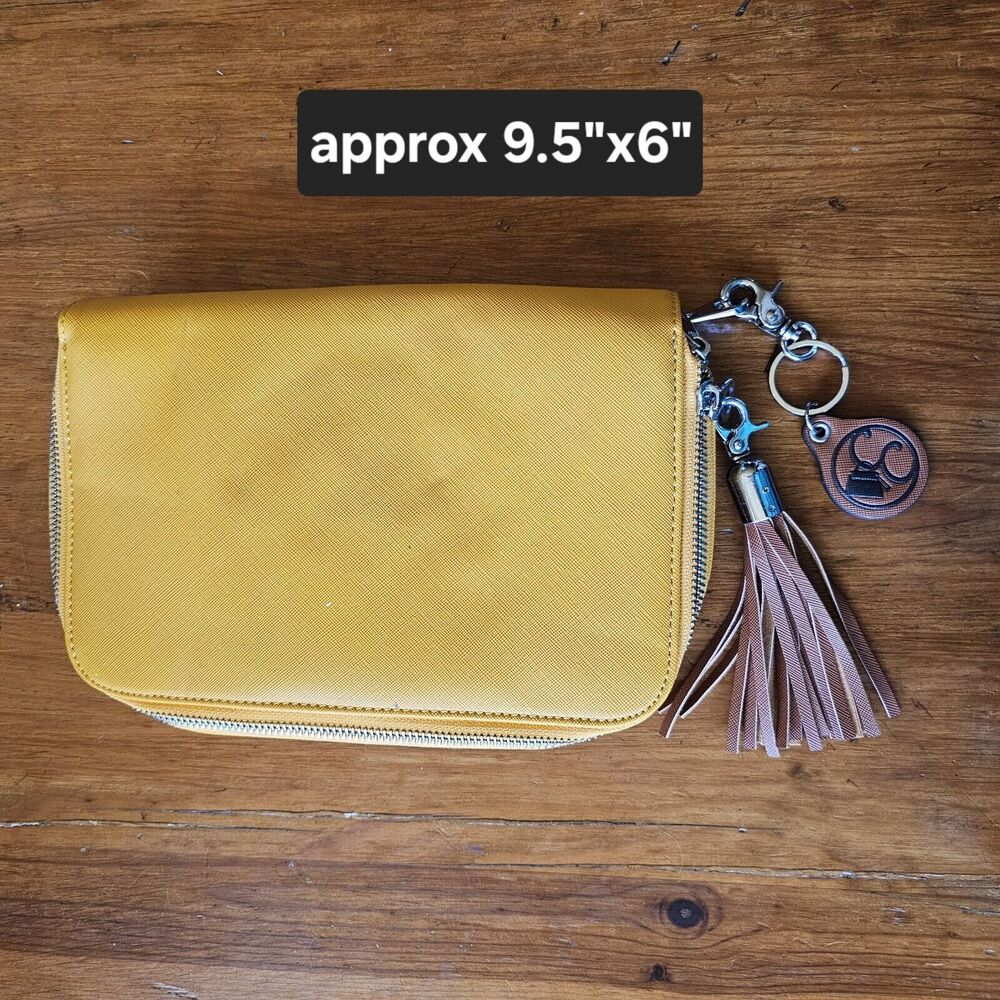 Concealed Carrie Brand Compact Zippered Clutch In Mustard With Keychains
